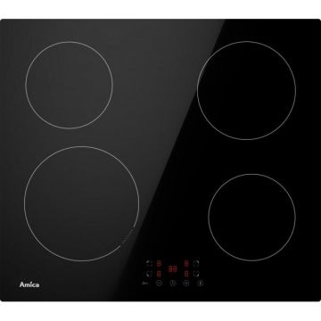 AMICA Plită cu inducție încorporată Amica AHI 601, 57cm, 4 zone de gătit, Touch Control 9 nivele, 4 funcții BOOSTER, Negru