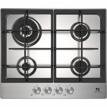 Master Kitchen Plita incorporabila Master Kitchen MKHG 6031ED-TCXS, Gaz, 4 arzatoare, Gratare fonta, Arzator wok, Aprindere electrica integrata, Sistem siguranta, 60 cm, Inox