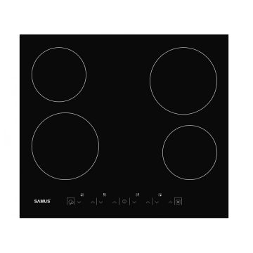 Samus Plita incorporabila vitroceramica Samus PSVE-64BG3, 4 arzatoare, 60cm, Touch Control, timer, blocare acces copii, negru