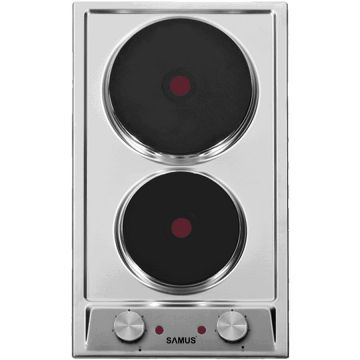 Plita electrica incorporabila Samus PSE-32SX, 2 zone de gatit, Panou de control frontal, 29x50 cm (LxA), Inox