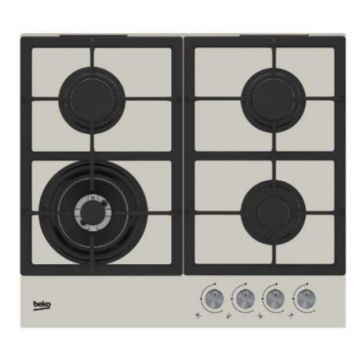 Plita incorporabila Beko HILW64225SBG, Gaz, 4 Arzatoare, Arzator Wok, 60 cm (Gri)