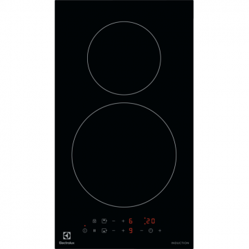 Plita incorporabila Electrolux Domino LIT30230C, Inductie, 2 zone de gatit, Control touch, Detectare vase, Functie pauza, Blocare de siguranta pentru copii, 29 cm, Negru