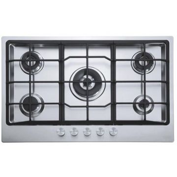 Plita incorporabila FHNE 805 4G TC XS C, Gaz, 5 arzatoare, Arzator dubla coroana, Aprindere electrica integrata, 80 cm, Inox satinat
