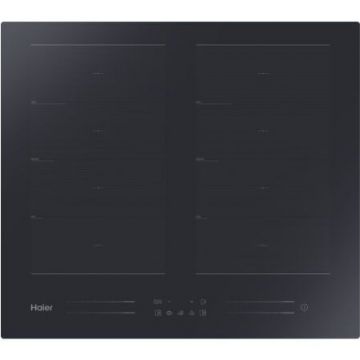 Plita incorporabila Haier HA2MTSJ68MC, Inductie, 6 zone de gatit, Control tactil multislider, Indicator de caldura reziduala, VaryCook, Multizone, Timmer, Booster, Keep warm, Conectivitate wi-fi/ hOn app, 60 cm, Negru