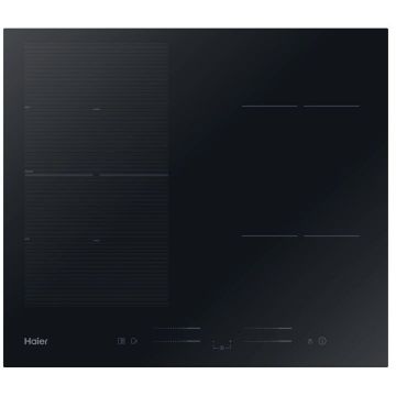 Plita incorporabila Haier HAFRSJ64MC, Inductie, 4 zone de gatit, WiFi, Boost, Slider Touch Control,60 cm, Neagru