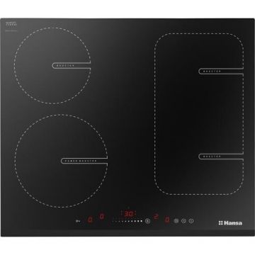 Plita incorporabila Hansa BHI68611, Inductie, 4 zone de gatit, Touch control, 60 cm, Sticla neagra