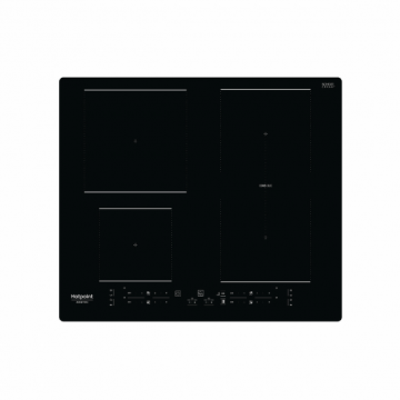 Plita incorporabila Hotpoint HB4860BNE, 4 zone de gatit, Inductie, 60 cm, Touch control, Booster, Timer, Sticla neagra