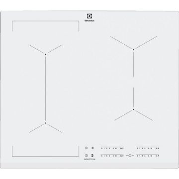 Plita incorporabila inductie Electrolux EIV63440BW, 4 zone de gatit, Touch control, 60 cm, sticla alba