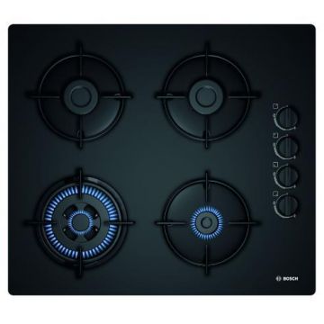 Plita incorporabila pe gaz Bosch POH6B6B10, 4 arzatoare gaz (Neagra)