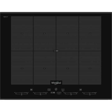 Plita incorporabila pe inductie Whirlpool SMO 658C BT IXL, 8 zone de gatit, 65 cm, functie Booster, negru