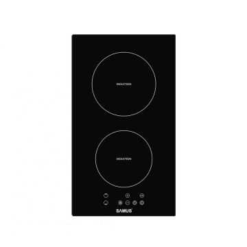 Plita incorporabila Samus PSI-32BG4, Inductie, 2 zone de gatit, Touch control, 9 setari putere, Timer, Blocare acces copii, L 30 cm, Sticla ceramica neagra