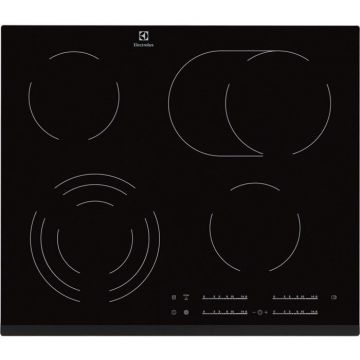 Plita incorporabila vitroceramica Electrolux EHF6547FXK, 60 cm, 4 zone, control touch, negru