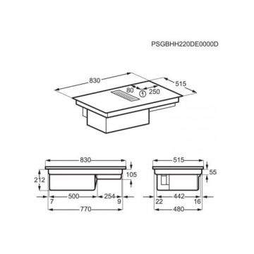 Plita Inductie Cu Hota Integrata AEG CCE84779FB, ComboHob FlexiBridge, Booster (4 Zone), 83 Cm