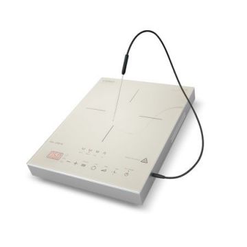 Plita inductie thermo control CASO DESIGN TC 2100, 2100 W, 12 trepte de putere, Timer, Termostat, Crem Argintiu