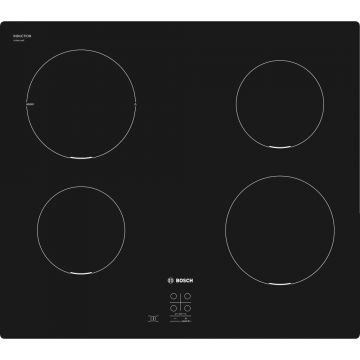 Plita incorporabila Bosch PUG611AA5E, Inductie, 4 zone de gatit, TouchControl, Functie Power Boost, QuickStart, Child Lock, Negru