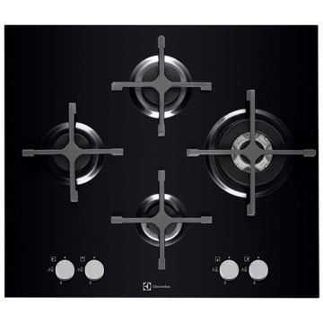 Plita incorporabila Electrolux Design X-line EGT6343LOK, Gaz, 4 Arzatoare, Aprindere electrica, Sticla Neagra