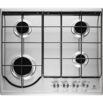 Plita incorporabila Electrolux EGH6242BOX, Gaz, 4 Arzatoare, Aprindere electrica, 60 cm, Inox