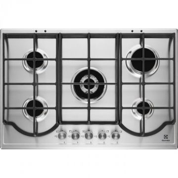 Plita incorporabila Electrolux EGH7353BOX, Gaz, 5 Arzatoare, Aprindere electrica, 75 cm, Inox