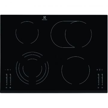 Plita incorporabila Electrolux EHF7647FOK, Vitroceramica, 4 Zone, Neagra