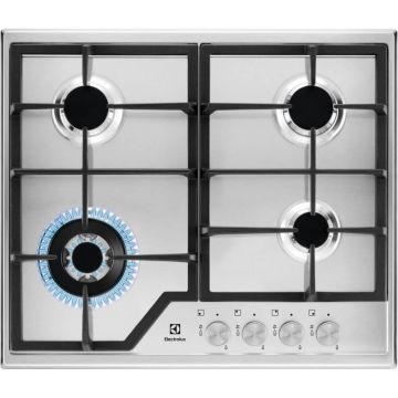 Plita incorporabila Electrolux KGS6436SX, Gaz, 4 arzatoare, WoK