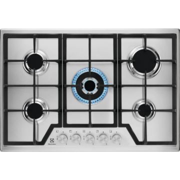 Plita incorporabila Electrolux KGS7536SX, Gaz, 5 arzatoare, Wok