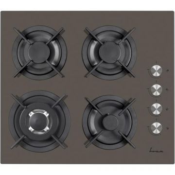 Plita incorporabila Fram FBH-V4IWF-GMK, Gaz, 4 Arzatoare,  Arzator WOK, Gratar fonta, Aprindere electrica, Dsipozitiv de siguranta (Maro)