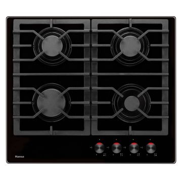 Plita incorporabila Hansa BHKS63038, Gaz, 4 Arzatoare, Aprindere electrica, Negru