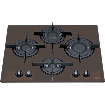Plita incorporabila Hotpoint PKQ 644 D GH X (CF), gaz, 4 arzatoare Direct Flame, aprindere electrica, maro