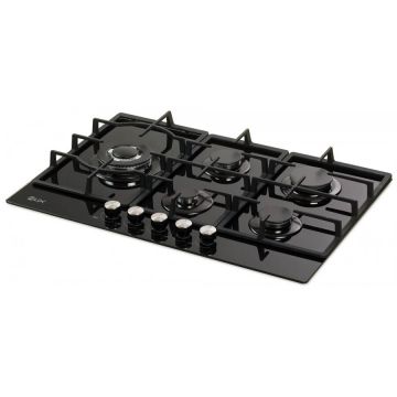 Plita Incorporabila Marbella Wok Jz5bk75 Gaz 5 Arzatoare Wok Aprindere Electrica Gratare Fonta Siguranta 75 Cm Negru