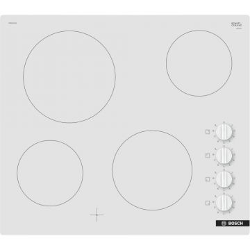 Plita incorporabila radianta Bosch PKE612CA2E, Vitroceramica, 4 zone de gatit, Alb