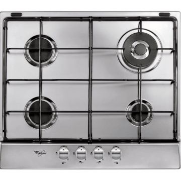 Plita incorporabila Whirlpool AKR362IX, 60 cm, 4 arzatoare gaz, aprindere electrica, Inox