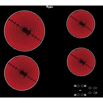 Plita incorporabila Whirlpool AKT 8090, Vitroceramica, 4 zone de gatit