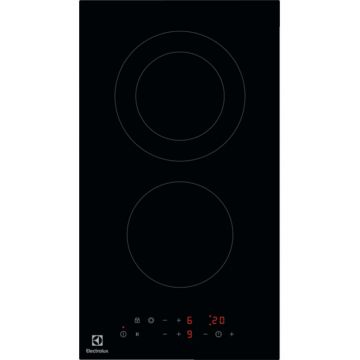 Plita vitroceramica Domino Electrolux LHR3233CK, 29 cm, 2 zone de gatit, Negru