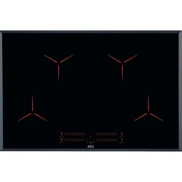 AEG Plita incorporabila AEG IPE84531FB, Inductie, 4 zone de gatit, Touch control, Timer, Booster, Oprire automata, Conectivitate hota, SenseFry, 80 cm, Negru