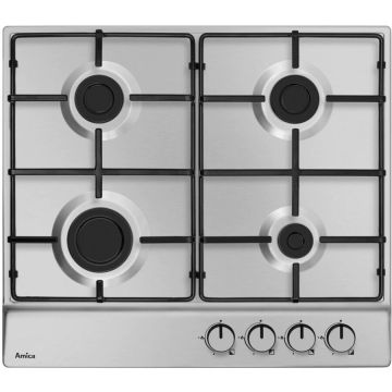 AMICA Plita incorporabila Amica PGA6100BpR, 4 Arzatoare pe Gaz, Control mecanic, Inox