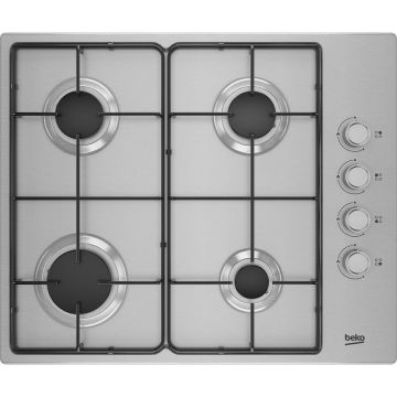 Beko Plita incorporabila Beko HIBG64120SX, Gaz, 4 zone de gatit, 61 cm, Otel inoxidabil