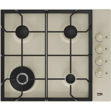 Beko Plita incorporabila Beko HIGG64125SCR, Gaz, 4 arzatoare, 9 kw, Crem