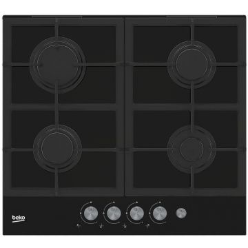 Beko Plita Incorporabila Beko HILG64235S, Gaz, 4 zone de gatit, 60 cm, Negru