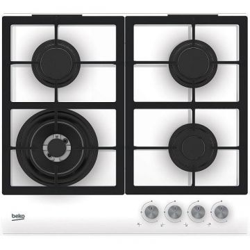 Beko Plita incorporabila Beko HILW64225SW, Gaz, 4 arzatoare, Gratar de fonta, Alb