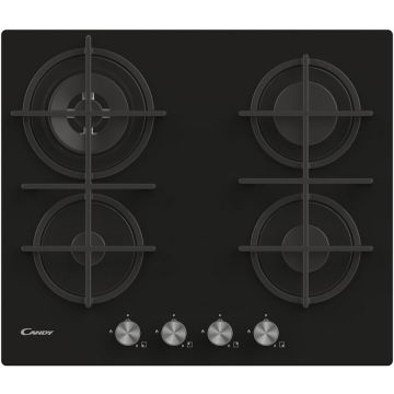CANDY Candy CVG6BR4WPB Plita incorporabila pe gaz, 4 zone de gatit, Negru