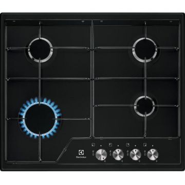 Electrolux Plita Incorporabila Electrolux EGS6424K, Gaz, 4 zone de gatit, 60 cm, Negru