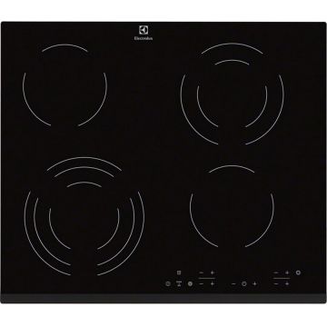 Electrolux Plita incorporabila Electrolux EHF6343FOK, Vitroceramica, 4 zone gatit, Control touch, 59 cm, Sticla Neagra