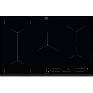 Electrolux Plita incorporabila Electrolux EIV835, Inductie, 5 zone de gatit, Hob2Hood, Bridge, PowerBoost, Control touch, 78 cm, Sticla neagra