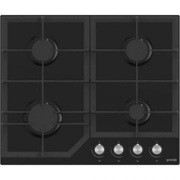 Gorenje Plita incorporabila Gorenje GT641KB, Gaz, Sticla, 4 zone de gatit, 60 cm, Negru