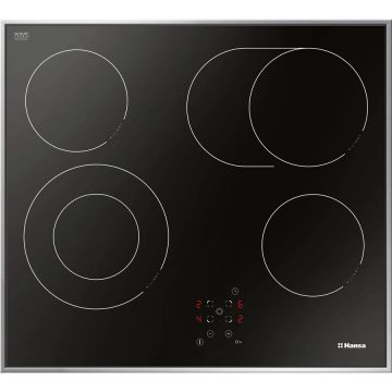 hansa Plita incorporabila Hansa BHCI66706, Vitroceramica, 4 zone de gatit, HeatControl, Temporizator, Control touch, Timer, 60 cm, Negru