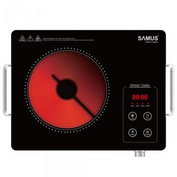Plita electrica vitroceramica cu infrarosu Samus PSVFE-11BG3, 2000 W, Portabila, 10 trepte de putere