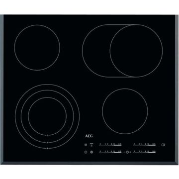 Plita incorporabila AEG HK654070FB, Vitroceramica, 4 zone de gatit, Timer, Control touch, Oprire automanta, Semnal acustic, 60 cm (Negru)