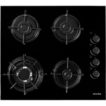 Plita incorporabila Arctic ARSGN64121S, Gaz, 4 Arzatoare, Aprindere electrica, Wok