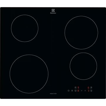 Plita incorporabila Electrolux LIB60424CK, Inductie, 4 zone de gatit, Detectare vase, Touch Control, Negru