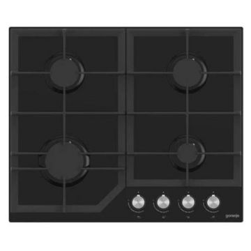 Plita incorporabila Gorenje GT641KB, Gaz, Sticla, 4 zone de gatit, 60 cm (Negru)